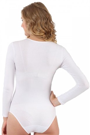 Akbeniz Bayan Uzun Kol Çıtçıtlı Body 244