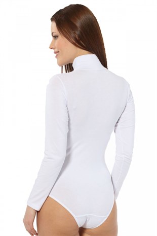 Akbeniz Bayan Uzun Kol  Boğazlı Çıtçıtlı Body 260