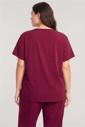 Akbeniz Büyük Beden Düğmeli Kısa Kollu Pijama Takımı Vişne