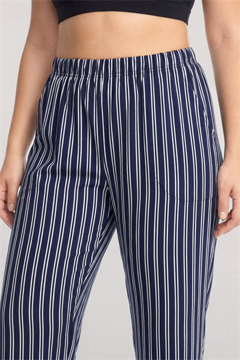 Akbeniz Büyük Beden Lacivert Çizgili Yelekli Yazlık Pijama Takımı