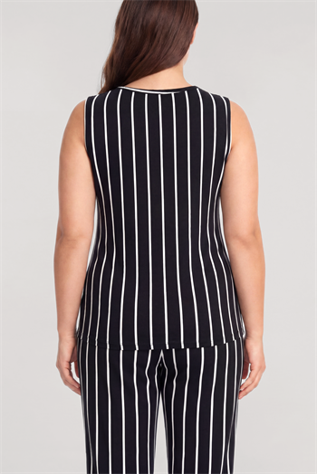 Akbeniz Büyük Beden Siyah Çizgili Yelekli Yazlık Pijama Takımı