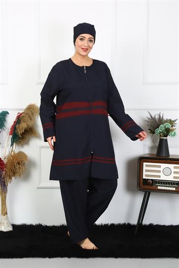 Akbeniz Büyük Beden Tesettür Mayo 7XL-8XL-9XL-10XL Lacivert 55010