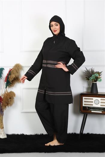 Akbeniz Büyük Beden Tesettür Mayo 7XL-8XL-9XL-10XL Siyah 55010