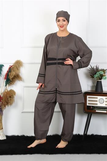 Akbeniz Büyük Beden Tesettür Mayo 7XL-8XL-9XL-10XL Füme 55010