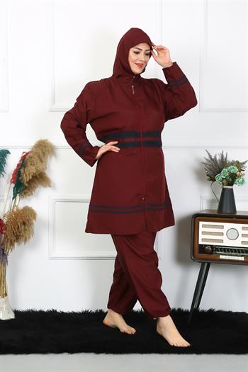 Akbeniz Büyük Beden Tesettür Mayo 7XL-8XL-9XL-10XL Bordo 55010