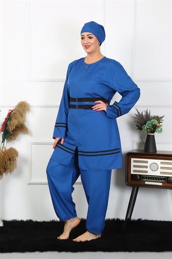 Akbeniz Büyük Beden Tesettür Mayo 7XL-8XL-9XL-10XL İndigo 55010