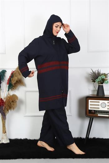 Akbeniz Büyük Beden Tesettür Mayo 7XL-8XL-9XL-10XL Lacivert 55010