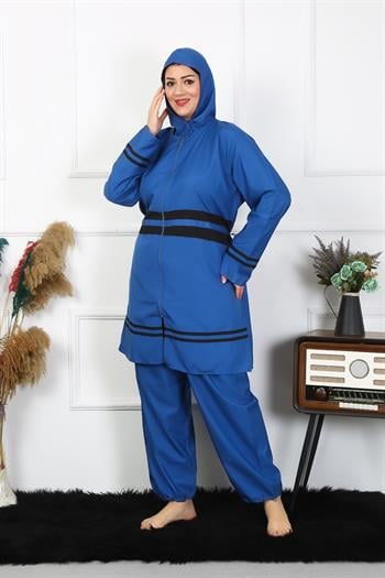 Akbeniz Büyük Beden Tesettür Mayo 7XL-8XL-9XL-10XL İndigo 55010