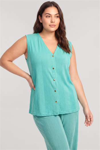 Akbeniz Büyük Beden Yelekli Yazlık Pijama Takımı Su Yeşili