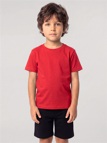Akbeniz Erkek Çocuk Kırmızı Basic Kısa Kollu Şortlu Pijama Takımı