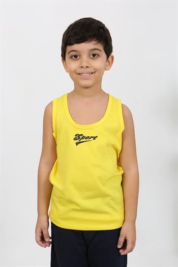 Akbeniz Erkek Çocuk Sıfır Kol Penye Pijama Takım Sarı 20439
