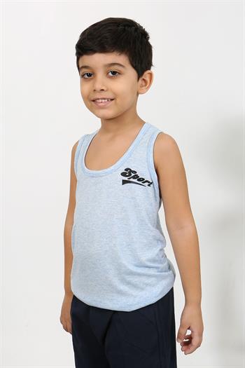 Akbeniz Erkek Çocuk Sıfır Kol Penye Pijama Takım Mavi 20439