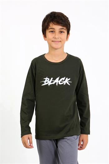 Akbeniz Erkek Çocuk Uzun Kol Penye Pijama Takım 20437 Haki