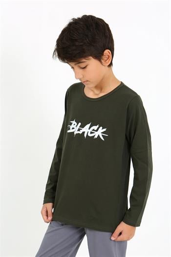 Akbeniz Erkek Çocuk Uzun Kol Penye Pijama Takım 20437 Haki