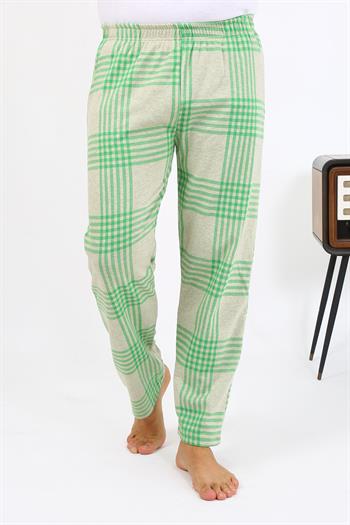 Akbeniz Erkek Ekoseli Desen Penye Tek Alt Pijama 27540 Yeşil