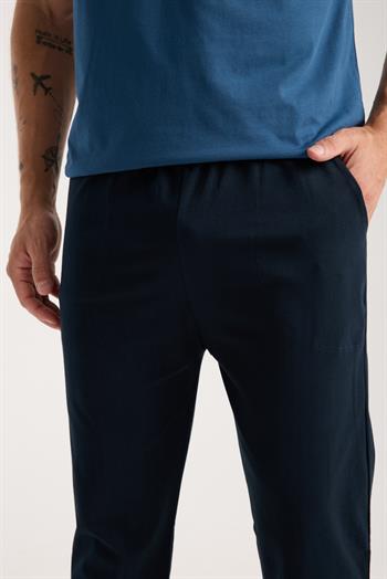 Akbeniz Erkek İndigo Düğmeli Yaka Kısa Kol Pijama Takımı