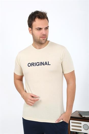 Akbeniz Erkek Kısa Kol Penye Pijama Takımı 6867 Krem