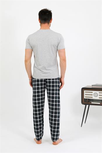 Akbeniz Erkek Pamuk Kısa Kol Pijama Takım Gri 6875