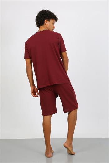 Akbeniz Erkek Pamuk Lakost Alt Üst Kaprili Pijama Takım Bordo 6872