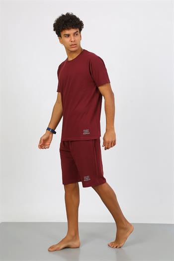 Akbeniz Erkek Pamuk Lakost Alt Üst Kaprili Pijama Takım Bordo 6872