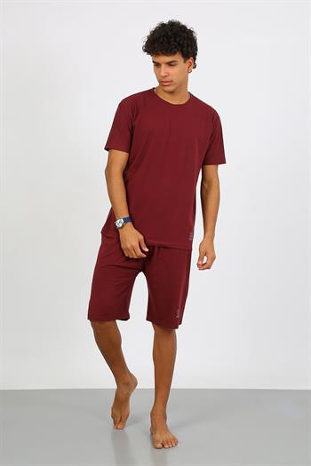 Akbeniz Erkek Pamuk Lakost Alt Üst Kaprili Pijama Takım Bordo 6872