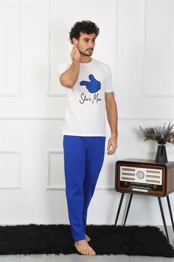 Akbeniz Erkek Pamuk Penye Sevgili Kombini Pijama Takımı Beyaz 50129 Tek Takım Fiyatıdır