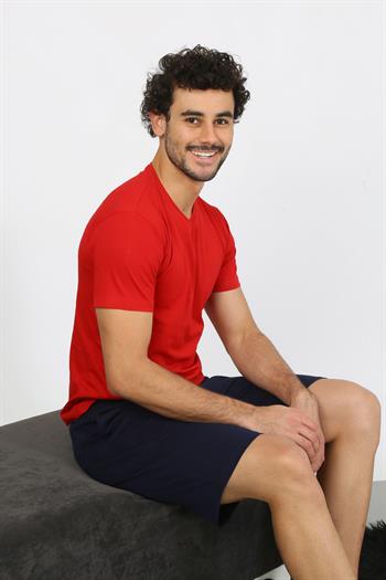 Akbeniz Erkek Penye Kırmızı 3lü Pijama Takımı 6848