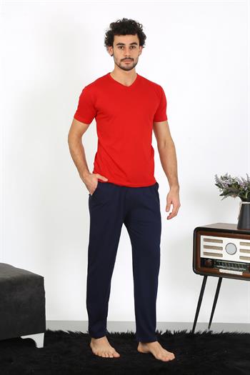Akbeniz Erkek Penye Kırmızı 3lü Pijama Takımı 6848