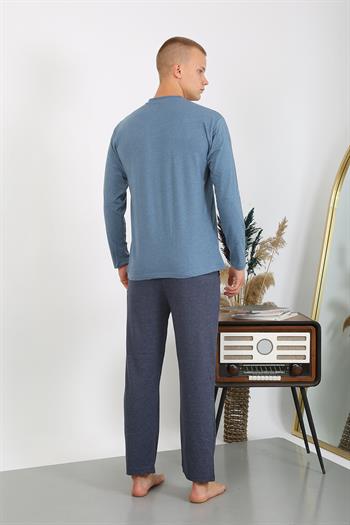 Akbeniz Erkek Penye Uzun Kol Pijama Takımı 6860 İndigo