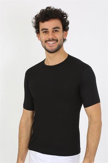Akbeniz Erkek Sıfır Yaka Likralı Siyah T-Shirt 65710