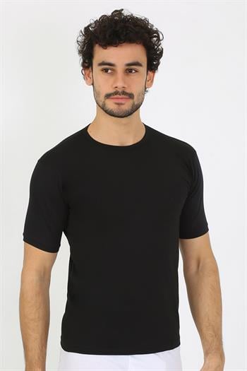 Akbeniz Erkek Sıfır Yaka Likralı Siyah T-Shirt 65710