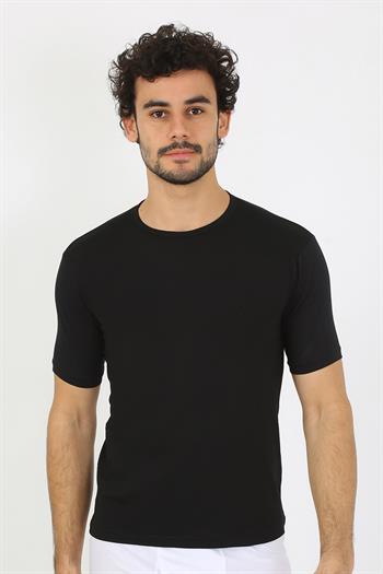 Akbeniz Erkek Sıfır Yaka Likralı Siyah T-Shirt 65710