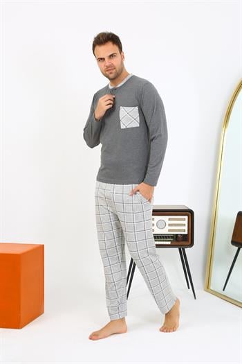 Akbeniz Erkek Uzun Kol Penye Antrasit Pijama Takımı 6861