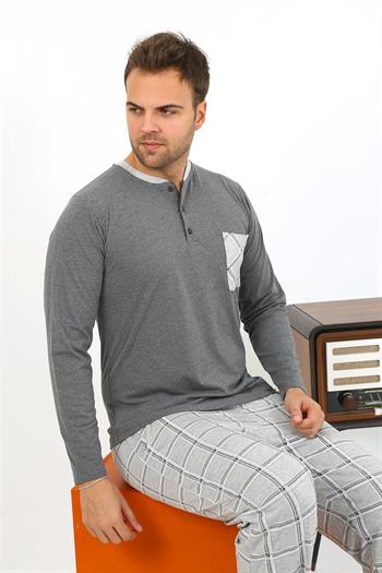 Akbeniz Erkek Uzun Kol Penye Antrasit Pijama Takımı 6861