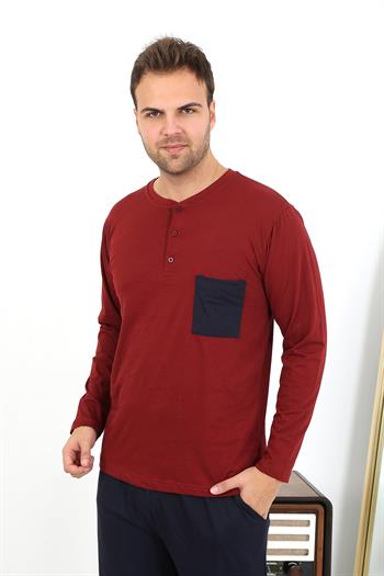 Akbeniz Erkek Uzun Kol Penye Bordo Pijama Takımı 6861