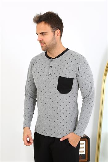 Akbeniz Erkek Uzun Kol Penye Füme Pijama Takımı 6861