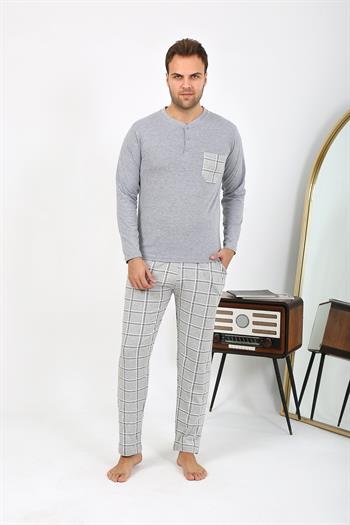 Akbeniz Erkek Uzun Kol Penye Gri Pijama Takımı 6861