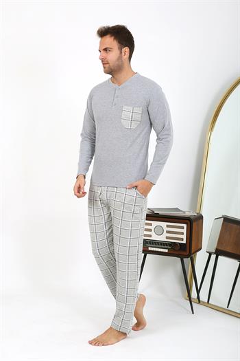 Akbeniz Erkek Uzun Kol Penye Gri Pijama Takımı 6861