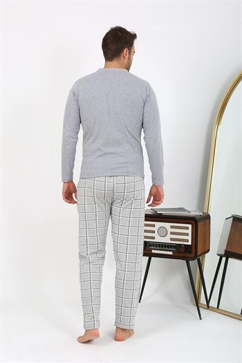 Akbeniz Erkek Uzun Kol Penye Gri Pijama Takımı 6861