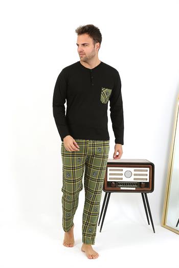 Akbeniz Erkek Uzun Kol Penye Siyah Pijama Takımı 6861