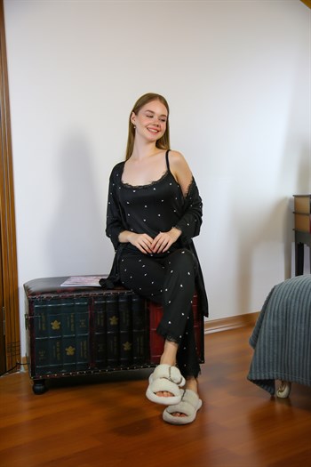 Akbeniz Kadın 3lü Sabahlık Pijama Takım 16103