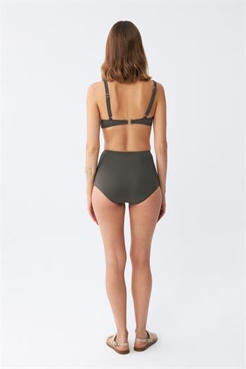 Akbeniz Kadın Basic Haki Pedli Yüksek Bel Bikini Takımı