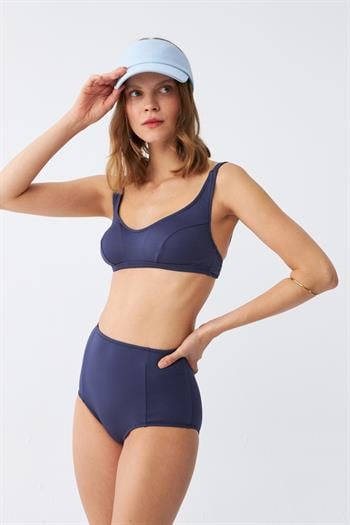 Akbeniz Kadın Basic Lacivert Pedli Yüksek Bel Bikini Takımı