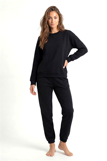 Akbeniz Kadın Basic Sweatshirt Eşofman Takımı – Siyah