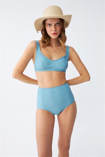 Akbeniz Kadın Basic Turkuaz Pedli Yüksek Bel Bikini Takımı