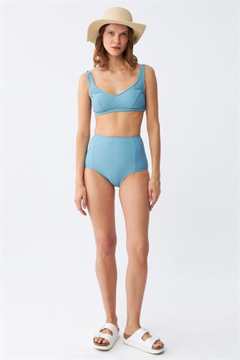 Akbeniz Kadın Basic Turkuaz Pedli Yüksek Bel Bikini Takımı