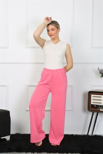 Akbeniz Kadın Bol Paça Penye Pembe Alt Üst Takım 5501