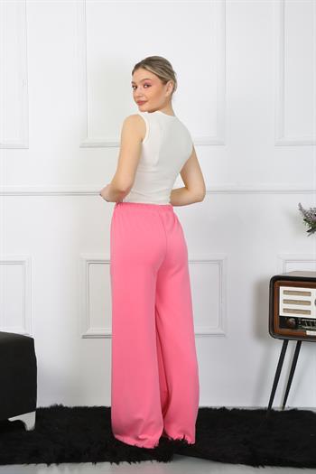 Akbeniz Kadın Bol Paça Penye Pembe Alt Üst Takım 5501