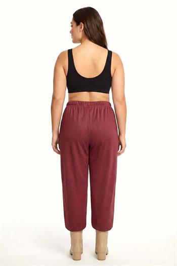 Akbeniz Kadın Bordo Dokulu Büyük Beden Cepli Pijama Altı