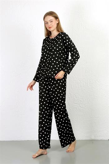 Akbeniz Kadın Bürümcük Kumaş Pijama Takım Siyah 4234